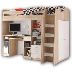 Stella Trading Unit Cabin Bed with Desk & Cupboard Space-Saving Bed 95x204cm