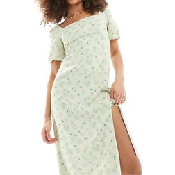 Glamorous Midi Dress - Green Small Floral Print