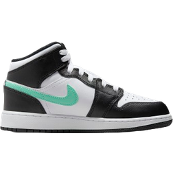 NIKE Air Jordan 1 Mid GS - White/Black/Green Glow