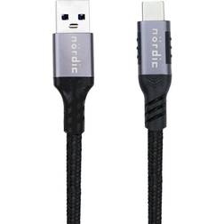 Nordic USBC-N1360 60W 3A 5Gbps 3.2 Gen1 USB A - USB C M-M 0.2m