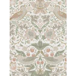 William Morris At Home Strawberry Thief Sage Pink Tapet 0.52x10.05m
