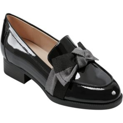 Bandolino Women's Lindio Bow Detail Block Heel Slip On Loafers Black/Cream 7.5W