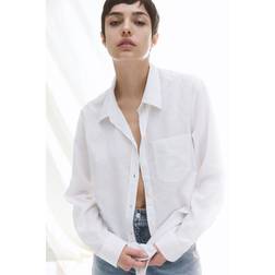 H&M Ladies White Linen-blend shirt