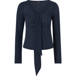 Gina Tricot Tie Front Long Sleeve Top - Peacoat