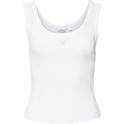 Guess Rhinestones Triangle Logo Tank Top - White