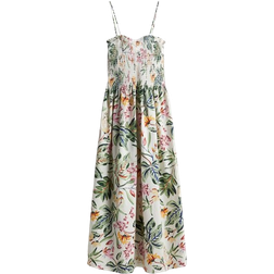 H&M Waffle Seams Dress - Cream/Flowery