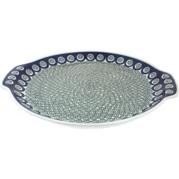 Blue Rose Pottery Peacock Swirl Serving Tray