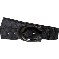 Coach Sculpted C Buckle Cut To Size Reversible Belt, 40 Mm - Black/Charcoal