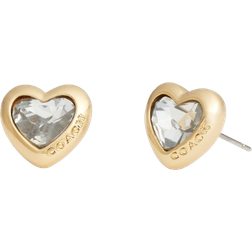 Coach Heart Stud Earrings - Gold/Transparent