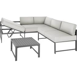 tectake Garden Corner Sofa 2 Sofas 1 Table Grey Outdoor Lounge Set
