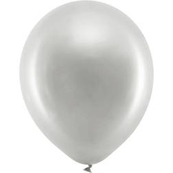 Rainbow Latex Balloons Metallic Silver 10-pack