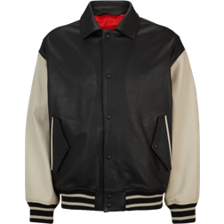 HUGO BOSS Embossed Logo Varsity Jacket - Black