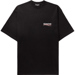 Balenciaga Logo Embroidered Jersey T-shirt - Black