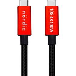 Nordic USBC-N1382 100W 10Gbps 4K60Hz 3.2 Gen2 USB C - USB C M-M 1m