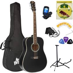 Winzz Acoustic Guitars Full Size, 4/4 Folk Guitar for Beginners Adults, Acoustic Steel-string Guitar Black 41 Inches）