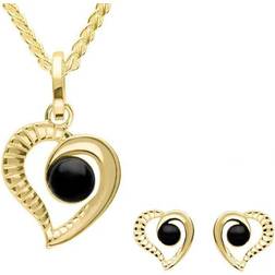 C. W. Sellors Ridged Heart Two Piece Set - Gold/Black