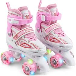 Apollo Super Quad X Pro LED Roller Skates White/Pink