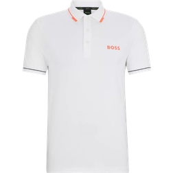 BOSS Slim Fit Polo Shirt With Contrast Logos - White