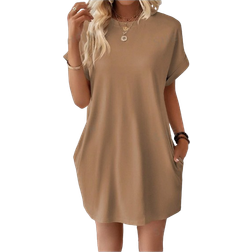 Shein LUNE Solid Batwing Sleeve Tee Dress