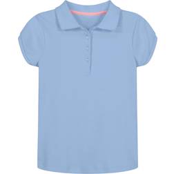 Nautica Girl's School Uniform Short Sleeve Polo Shirt - Light Blue