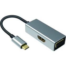 Nordic DOCK-118 USB C - HDMI 1.4/VGA Mirror & Extended Mode Adapter M-F 0.1m