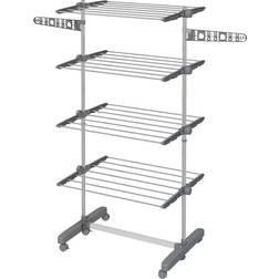 Homcom 4-Tier Large Clothes Airer Stainless Steel Clothes Drying Rack Grey