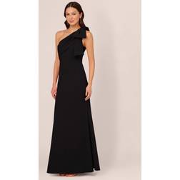 Adrianna Papell Asymmetric Stretch Crepe Dress, Black