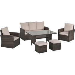 OutSunny 861-040V70 Patio Dining Set, 1 Table incl. 2 Chairs & 1 Sofas