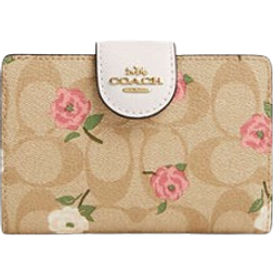 Coach Medium Corner Zip Wallet In Signature Canvas With Floral Print - Gold/Light Khaki Chalk Multi