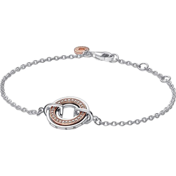 Pandora Signature Two Tone Logo & Pavé Chain Bracelet - Silver/Rose Gold/Transparent