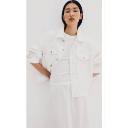 H&M Dam Vit Ribbad T-shirt modalmix