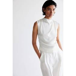 H&M Ladies White Draped satin top