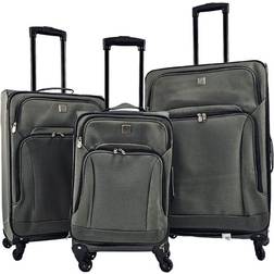 Infinity Leather Lightweight 4 Wheel Suitcases Set of 3