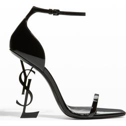 Saint Laurent Opyum YSL Logo-Heel Sandals with Black Hardware 7.5B 37.5EU