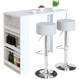 Vicco Counter High White Bar Table 57x117cm 3pcs