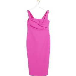 River Island Ruched Open Back Bodycon Midi Dress - Pink