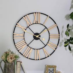 Melody Maison Large Skeleton Black/Gold Wall Clock 60cm