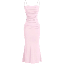 Shein MOD Solid Ruched Mermaid Hem Cami Dress