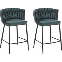 Beliani Milan Velvet Bar Chairs Dark Green Sedia da Cucina 88cm 2pcs