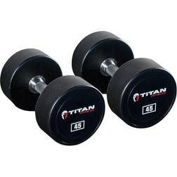 Titan Fitness Round Urethane Coated Dumbbells, Knurled Handles, Sold in a Pair, Free Weights for Strength Training in Home Gym