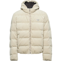 Prada Cropped Corduroy Down Jacket - Chalk White