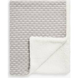 John Lewis Dashes Sherpa Fleece Baby Blanket, 100 x 80cm, Grey