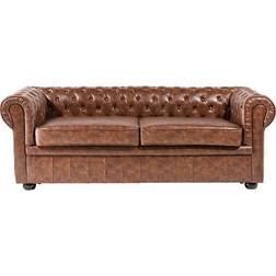 Beliani Chesterfield Golden Brown Sofa 195cm 3 Seater