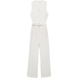 Mango Yolan2 Belt Long Jumpsuit - Off White