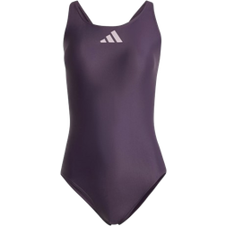 adidas 3 Bar Logo Swimsuit - Aurora Black/Preloved Fig