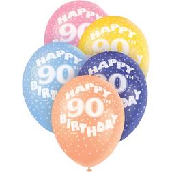 Unique Party Latex Balloons 90th Happy Birthday 5-pack