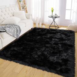 Everly Quinn Faux Sheepskin Black 60x84"