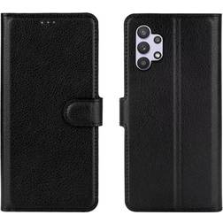 Rvelon Wallet Case With Stand for Galaxy A32 5G, Black