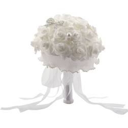 Tlily Bridal Bouquets White Artificial Plant