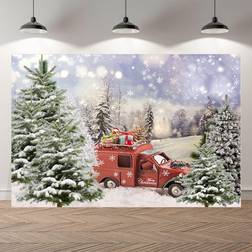 SSSincere Christmas Forest Snow Gift Box Car Photography Backgrounds